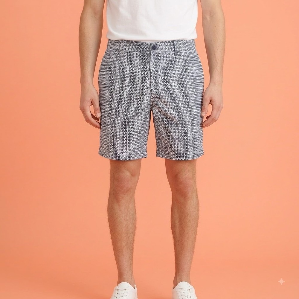 J.Crew‎ Flex Swim Trunks Men's Small Blue White Geometric Stretch